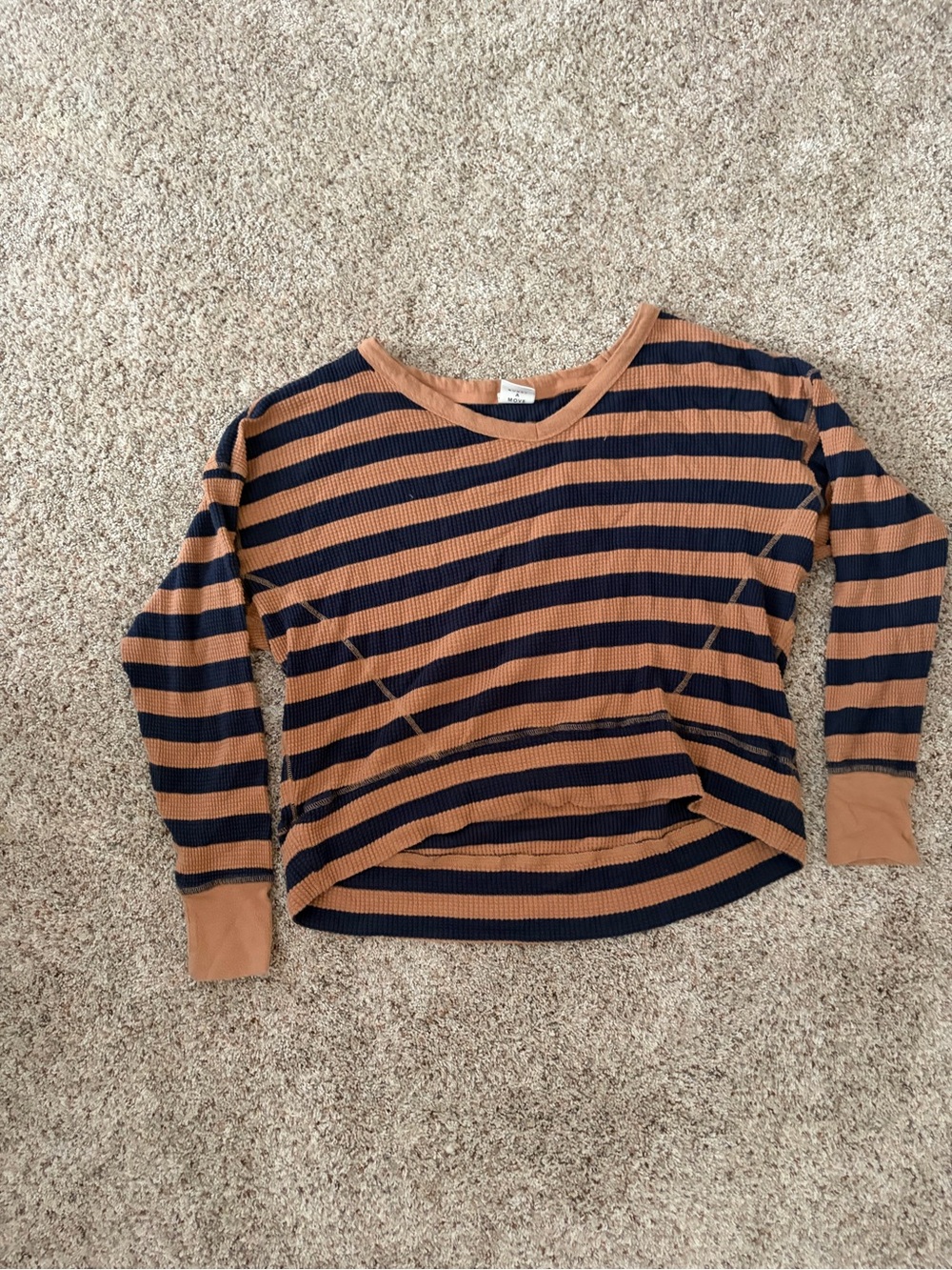 Striped Long-Sleeve Pocket Aerie tan and navy